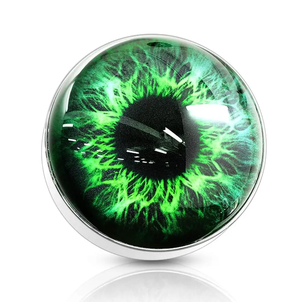 Fifth Cue 14G Surgical Steel Internally Threaded Dermal Anchor Top - 5mm Ball Green Eyeball Design, Suitable for Everyday Wear & Different Preferences, Ball Size: 5Mm, Comfortable, Resin, Synthetic Resin