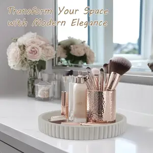 2026 Decorative Coffee Table Tray, Round Wave Design, Modern Centerpiece, Multi-Purpose Home Decor for Living Room Kitchen Bathroom