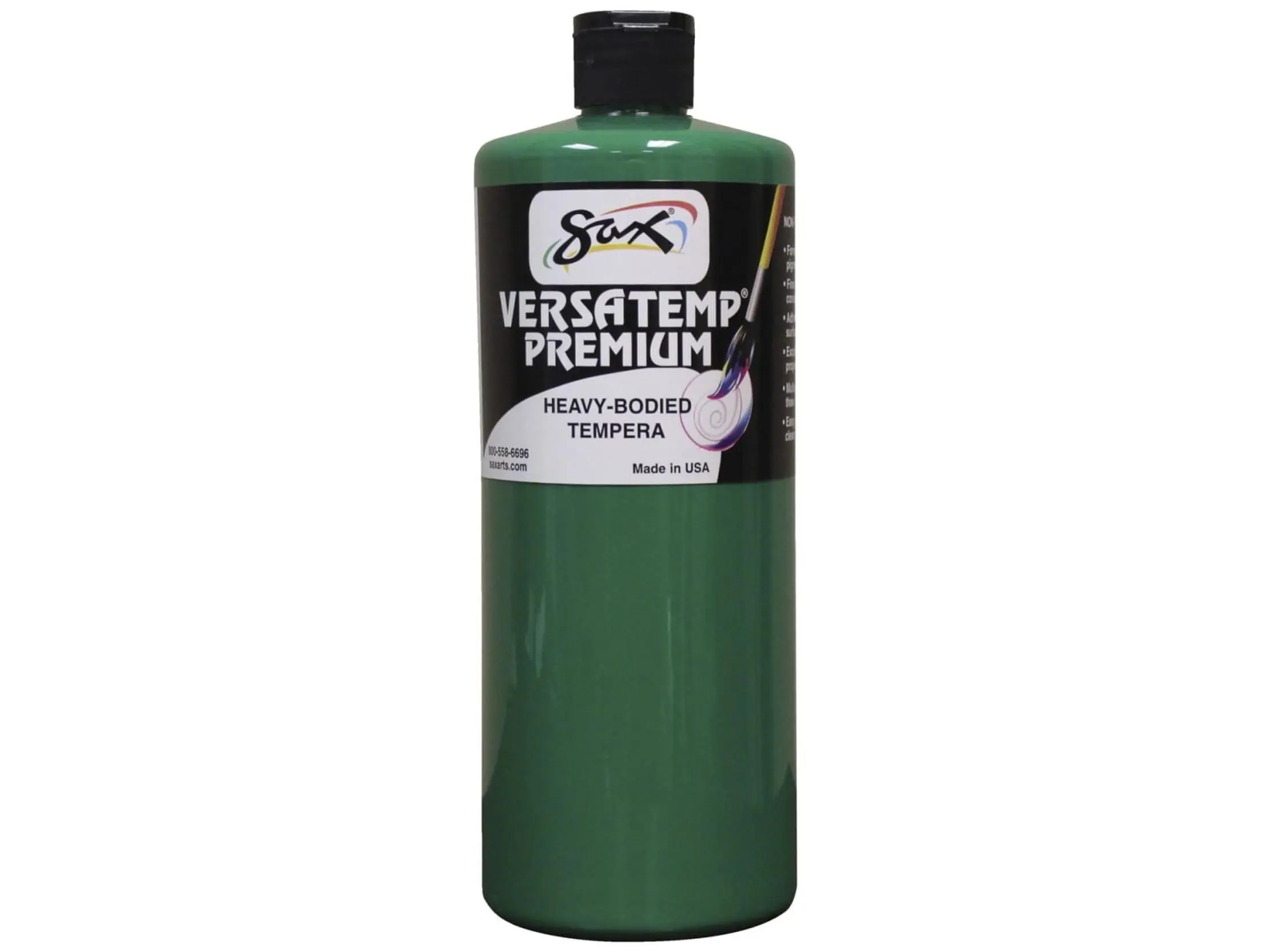Chroma Acrylics 1592714 Versatemp Premium Heavy-Bodied Tempera Paint, Green, with Dispenser Spout, Backdrops Compatibility, Block and Screen Printing Use, Easy Soap and Water Cleanup, Excellent Color Mixing Properties, Freeze Thaw Stable, 2.4 Lbs, Quart S