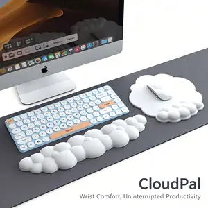 2Pcs Cloud Wrist Rest Mouse Pad & Keyboard Support, Ergonomic Memory Foam Desk Mat, Non‑Slip Waterproof Computer Accessory for Home Office & Gamer Use outdoorfun