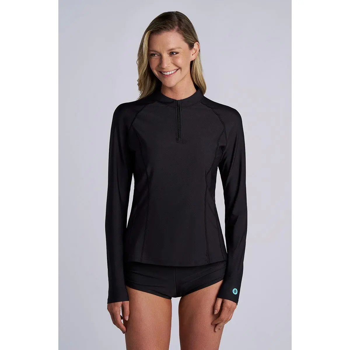 Freestyle | Women's Long Sleeve Quarter Zip Rash Guard | Black Freestyle | Women's Long Sleeve Quarter Zip Rash Guard | Black