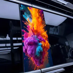 2pcs Anime Cartoon Graffiti Paint Explosion Car Decals, High-Gloss Vinyl B-Pillar Stickers, Waterproof & Scratch-Resistant, Self-Adhesive for Glass Surfaces, Glitter Finish, Irregular Shape