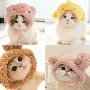Cute pig and cat hat, stylish and versatile plush headband, suitable for cats and small dogs.