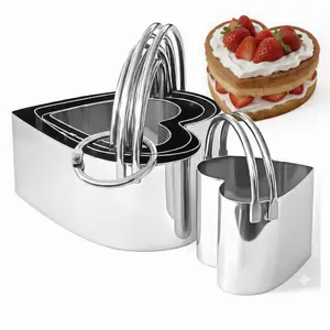 Stainless Steel 5-Piece Round Biscuit Cutter Set with Handles, Professional Bakeware Dough Tools for Baked Goods & Cake Making, Kitchen Utensils