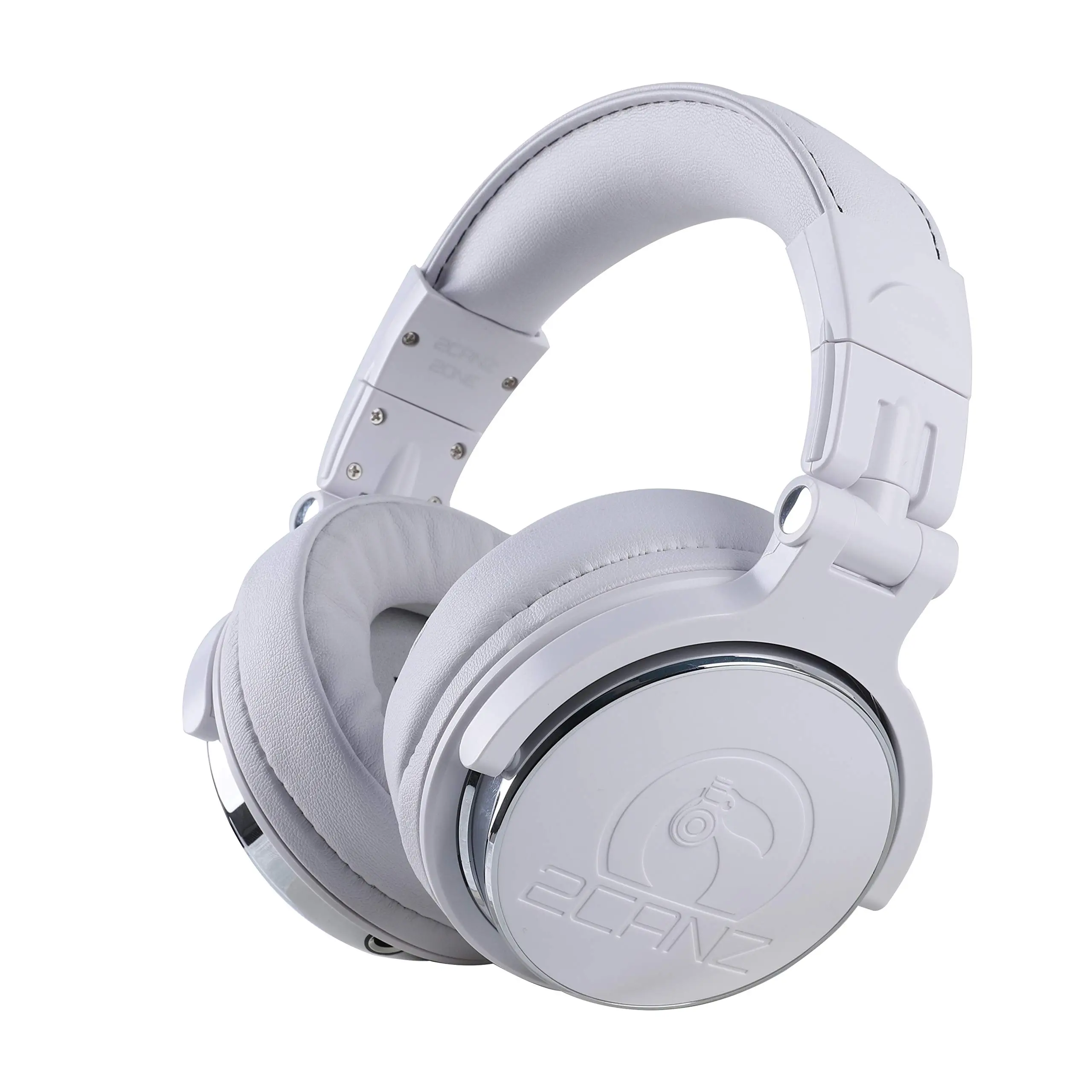 Pro Matte White Over-ear Professional Wired Dj Headphones - Closed  Plush Ear Cushions Adjustable Earpads Foldable And Joint Listening