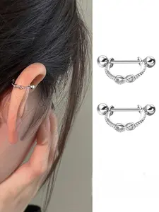 Women's Fashion Stainless Steel Ear Studs, Punk Infinity Piercing Earrings, Daily Wear Accessories, All Seasons Jewelry, Trendy Jewelry, Punk Style Earrings, High Quality Earrings