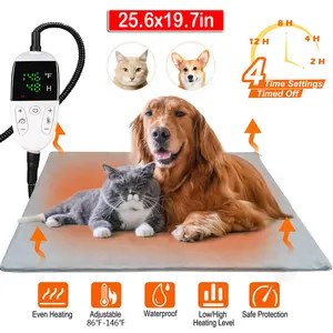Heated Pet Bed, 7 Adjustable Temperature Pet Heating Pad Indoor With Timer, Pet Heating Pad for Cats Dogs, Electric Dog Cat Heating Pad With Washable Cover