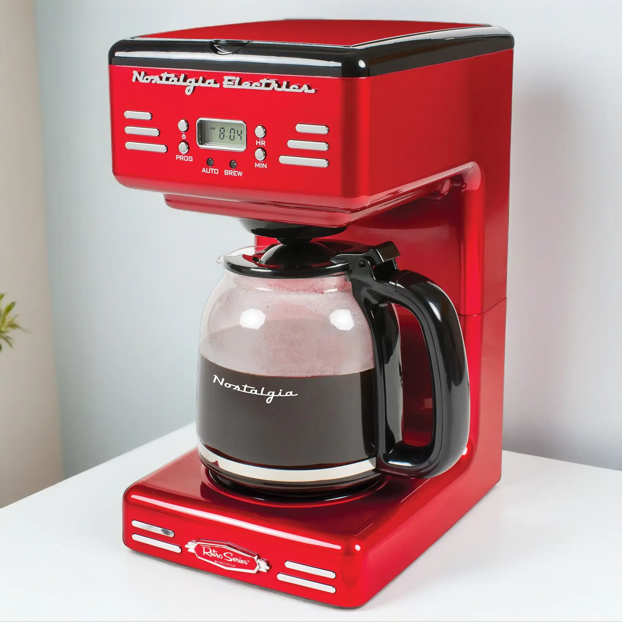Retro Coffee Machine - 12-Cup Brew, Programmable, Delay Timer, Auto Shut-Off, Ideal for Home Users, Retro Look