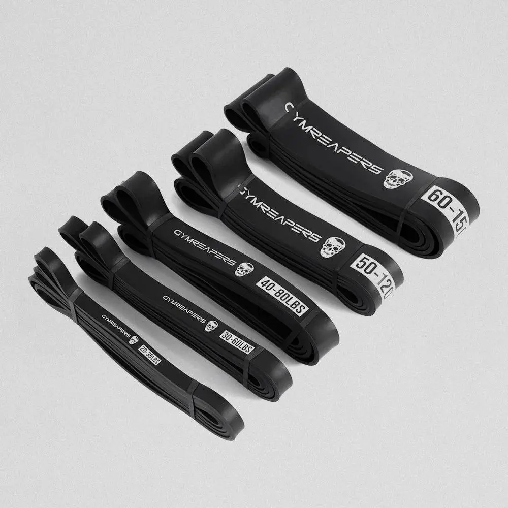 GYMREAPERS All Black Resistance Band Set - 5 Levels & 20-150 lbs, 41 inches, Versatile Workout Accessory for Home or On-the-Go, Fitness Equipment for Enhanced Mobility and Strength Training
