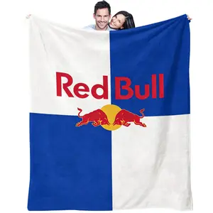 Red Bull Soft Flannel Blanket, Travel Blanket, Must-Have for Extreme Sports Enthusiasts, Gaming Enthusiasts, Watching Sports Events, Road Trips, Family Movies, Gift for Energy Drink Enthusiasts, College Students, Single-Sided Printed