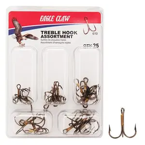 212 MAIN Eagle Claw Treble Hooks Assortment, Essential Fishing Supplies for Anglers