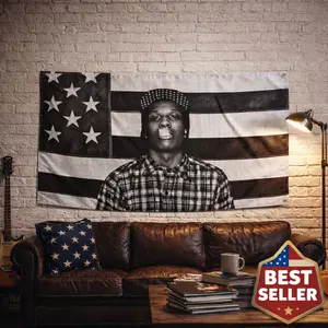 3x5ft classic Black & White American Rapper Flag – Hip Hop Room Decor