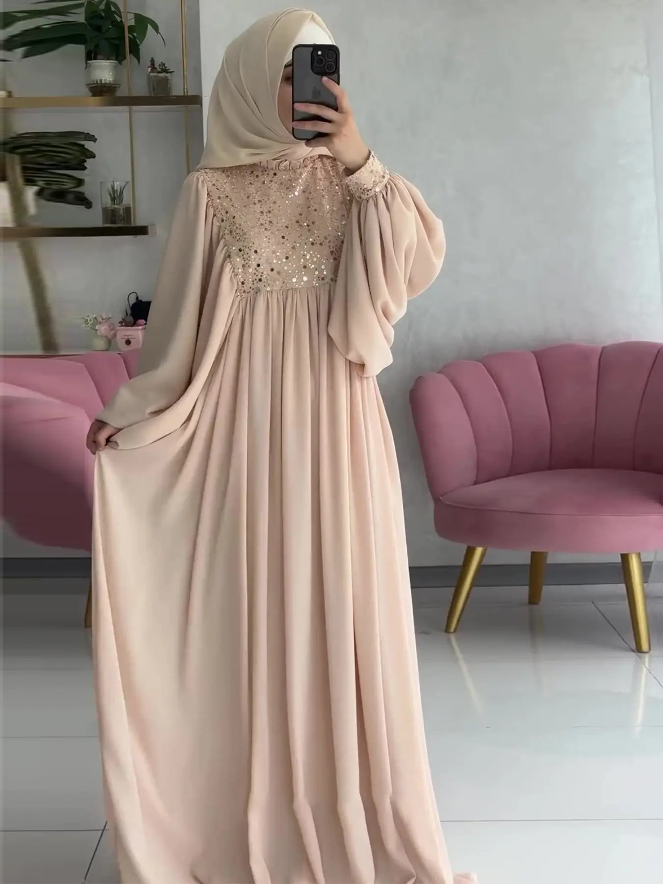 2025 Muslim Luxury Abaya Dress - Sequins & Beaded Elegant Muslim Ramadan Kaftan, Dubai Islamic Party Wear, Modesty Abaya, Islamic Modesty Clothes, Lightweight Loose Robe for Women, Muslim Dresses, Modesty Muslim Clothing, Abayas for Eid
