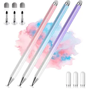 Stylus Pens for Touch Screens, 2 in 1 High Precision Universal Stylus Pen For iPad,iPhone,Android,Microsoft Tablets,Phones, 3 Pack-Blue, Pink, Purple