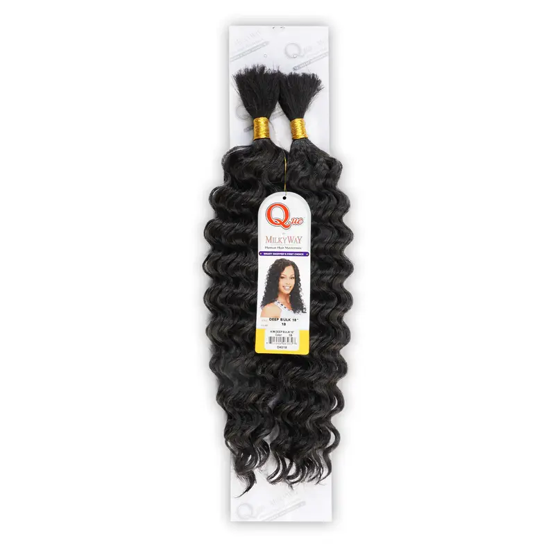 Unisex Best Quality Human Hair Master Mix Braiding Extensions - Milky Way Que Deep Bulk, Curly Weave Extensions for Hair Braids Hairstyles