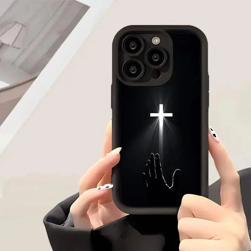 Cross Pattern Phone Case, Shockproof Phone Protective Cover, Phone Accessory Compatible with iPhone 11 12 13 14 15 16 Series, Protector, Cellphone, Smartphone
