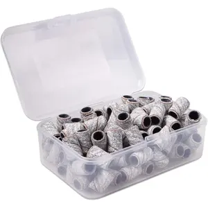 100 Pcs Large Zebra Nail Drill Bits Sanding Bands 80 Coarse Grit – for Acrylic Nail Gel Manicures Pedicure