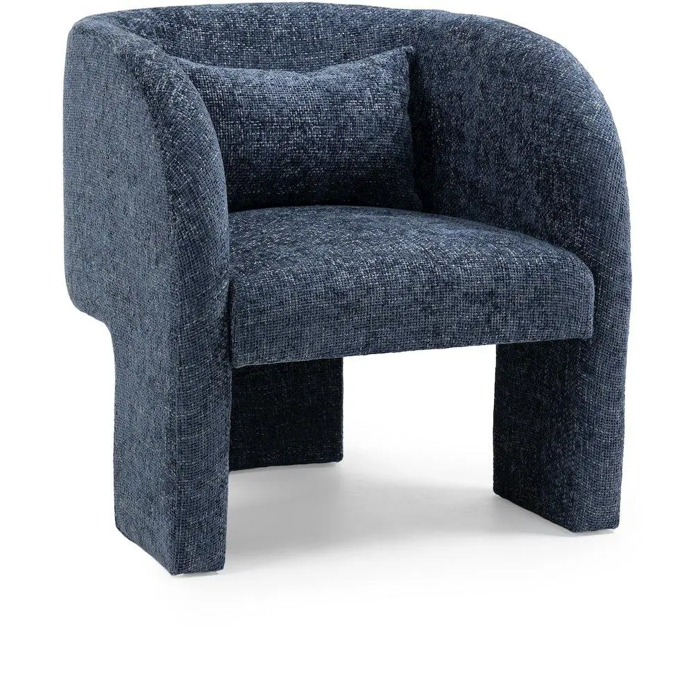 Sawyer Navy Chenille Fabric Modern Tub Accent Chair - Single-Seat Indoor Chair for Living Room, Bedroom