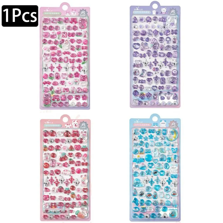 Shining Sticker 3D Stereo Relief Real Solid Cute Cherry Crystal Phone Case Bubble Card Decorative Sticker Decoration Stickers
