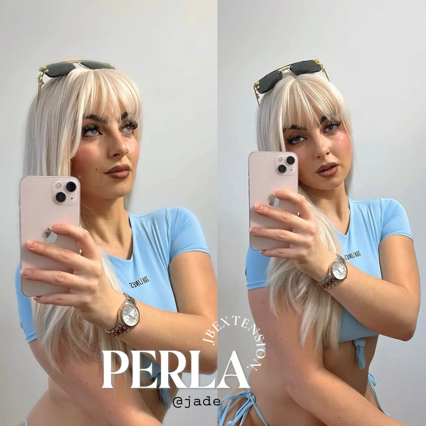 JBEXTENSION 24 Inches White Straight Wig With Bangs PERLA
