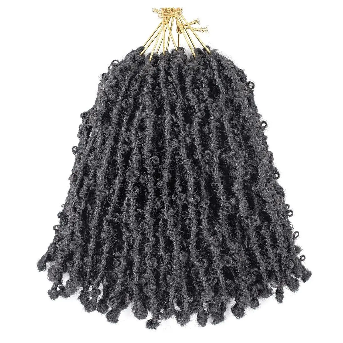 Super Light Butterfly Locs Crochet Hair 8 Inch 6 Packs Pre-Looped Soft Distressed Faux Locs Braids for Women Kids (8 Inch,1B#)