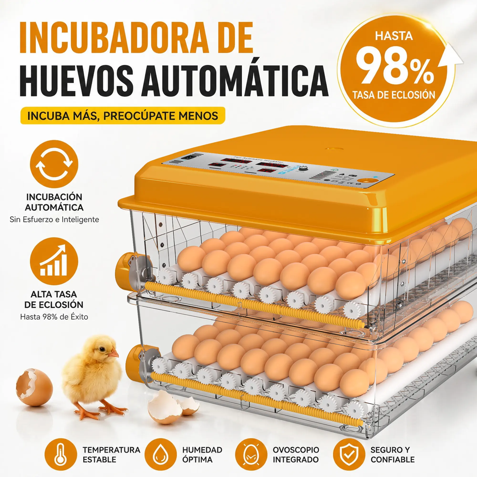 【DealsForYouDays】Incubadora de Huevos Digital Inteligente 120 para 2026 con Volteo Automático y Control de Humedad - Criadora Profesional de Aves para Huevos de Gallina, Pato, Ganso y Codorniz