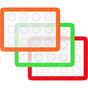 Baking Mats 0.75mm - Non-Stick  Sheets for Bake Pans and Rolling with Outlines for Pastries -  Baking Sheet - Macaron/Pastry/Cookie/Bun/Bread Making (3 QUARTER SIZE)