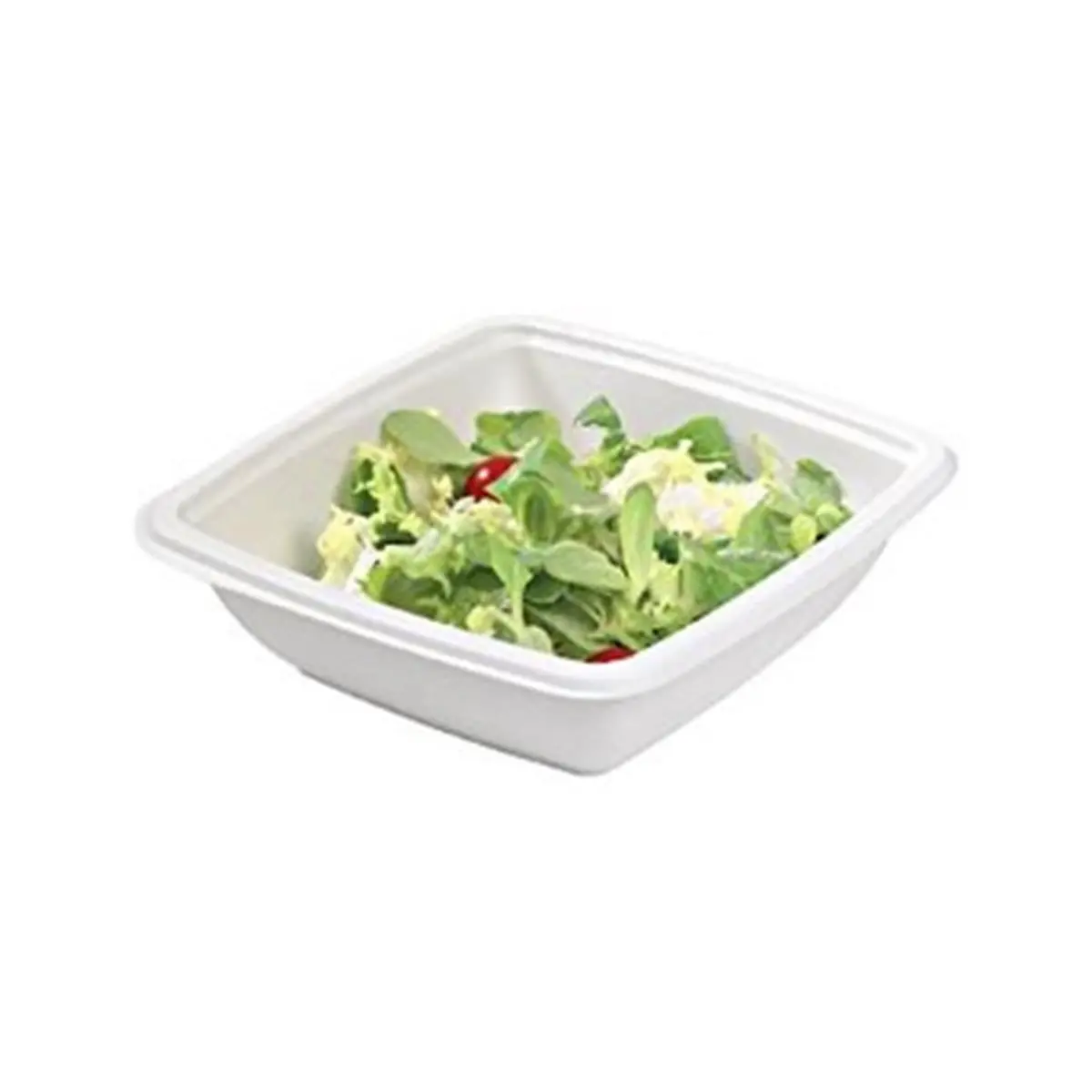 PackNWood Disposable Square Sugarcane Salad Bowls - Biodegradable Tableware, Microwave-Safe, Size 7.7x7.7", 7.7 x 7.7 x 1.9 in, Ideal for Salads/Pasta, Elegant and Fresh Presentation for Home & Party Use
