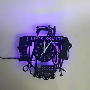 Vintage I Love Sewing Wall Clock, Creative Retro Design, Ideal Gift for Sewing Enthusiasts & Craft Lovers, Unique Home Decor Accessory