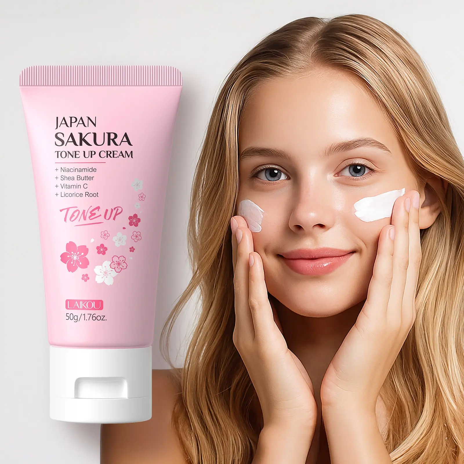 Sakura Glow Cream 50ml  Japanese Cherry Blossom Brightening Face Cream  Natural Radiant Finish  Lightweight Non-Greasy Instant Glow  Daily Essential Primer, Daily Brightening Moisturizer Daily Moisturizers