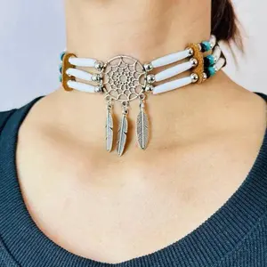 Tribal Bead Choker – Native-Inspired Necklace, Handmade Boho Jewelry for Men & Women