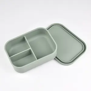 Silicone Lunch Box, 1 Count Multi-grid Food Fruit Storage Box with Lid, Portable Bento Box for Students Office Workers Picnic