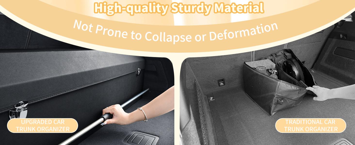Trunk Organizer for SUV, Collapsible Leather Trunk Organizer for Car with Lid Car Storage for Sedans, Truck, Van, Jeep (Black, 37 x 11.4 x 12.2in)