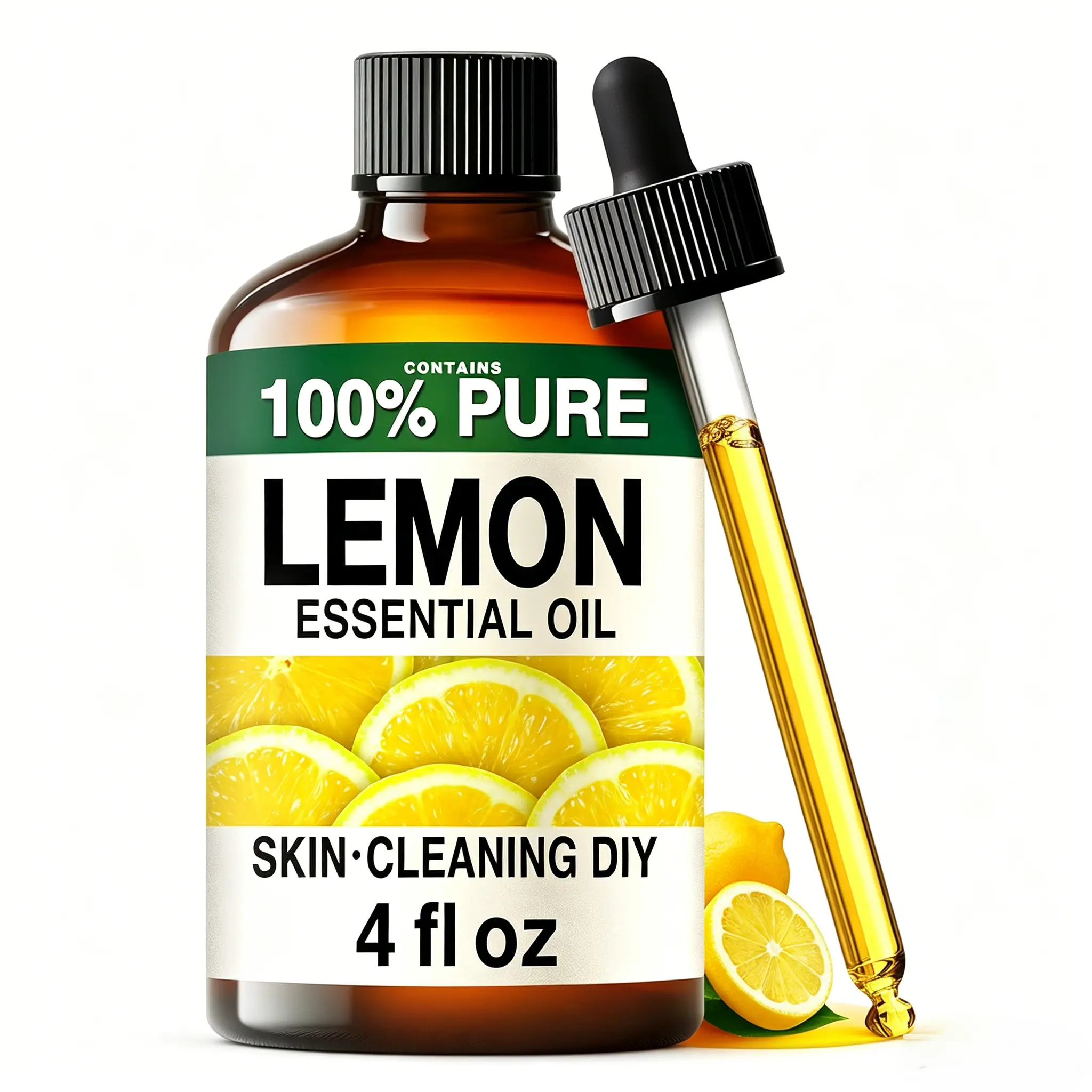 KUKKA Pure Lemon Oil - 4 Fl Oz Lemon Oil for Cleaning, Diffuser, Skin Care, Aromatherapy & DIY Soap Making Scent