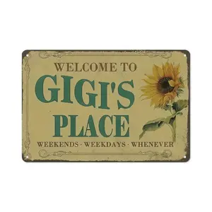 GIGI's Place tin sign Vintage Sunflower Metal Sign Welcome to GIGI's Place for Garden & Yard Bar Porch Garage Home Bedroom Kitchen Decor Gift 8 x 12,easy to hang