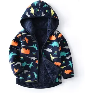 L-GCS0014   Toddler Fleece Jacket Baby Boys Girls Hooded Zipper Long Sleeve Thick Warm Outerwear