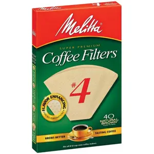 Melitta No. 4 Natural Brown Cone Coffee Filters, 40-Count, Camp Kitchen Essential for Coffee & Tea Preparation (Sports & Outdoor Camping & Hiking Use)