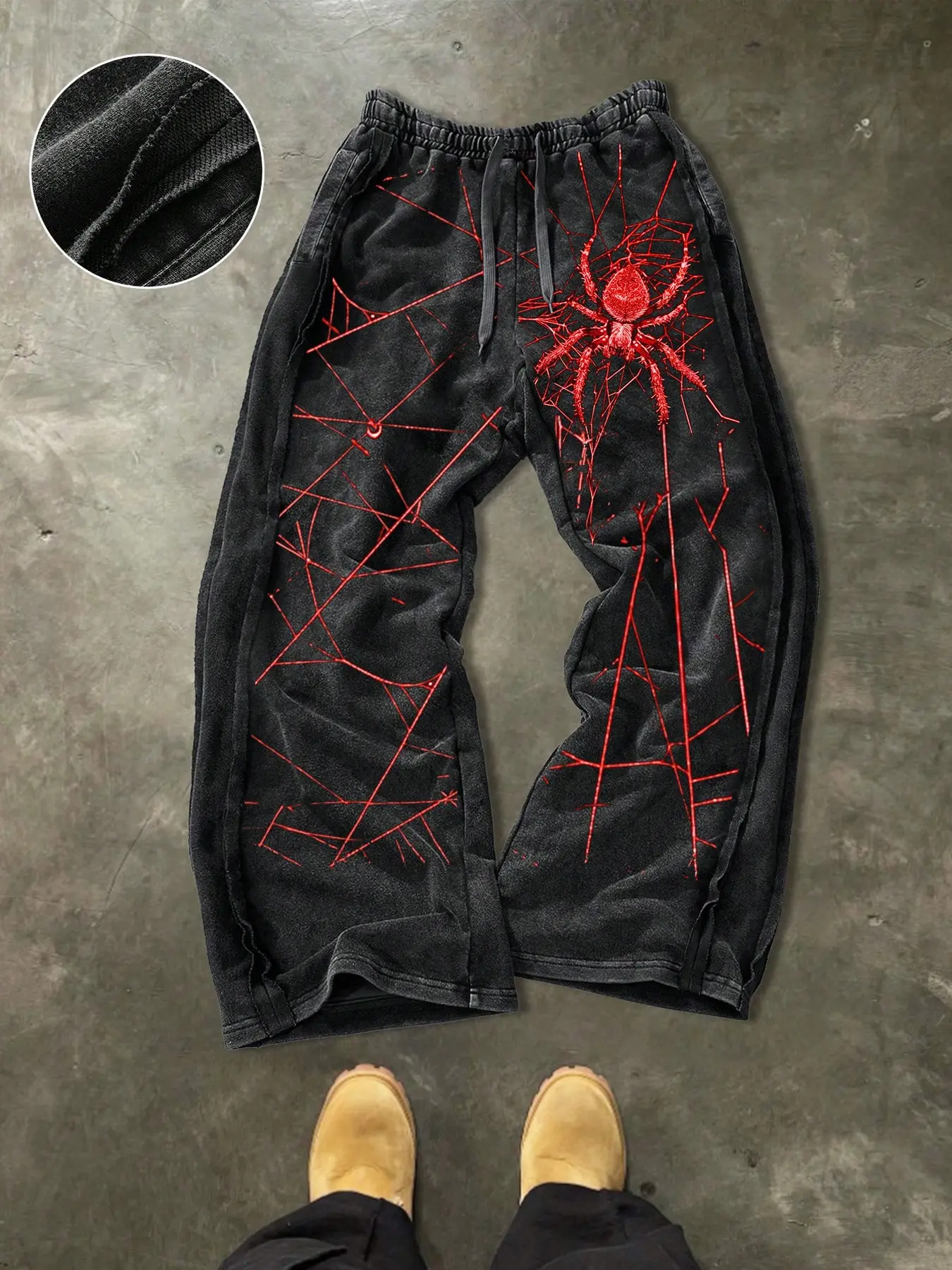 Men’s casual cotton sports pants, Knitted Sports Pants, Comfy Athleisure Pants, Sports Bottoms, Athleisure Bottoms, Athletic Bottoms, Knit Sports Trousers, spider print, drawstring waist, ankle length, street style, all seasons, perfect for gifts