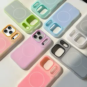 HISTORYOO for iPhone 17 Pro Max Air 16 Pro 15 14 Plus 13 12 11 Pro Max Defender 2 In 1 Dual Layer Jelly Soft Matte Clear Silicone + Candy Color-Blocking PC Hybrid Magnetic Case Frosted Shockproof Bumper Magsafe Wireless Charging Luxury Back Cover