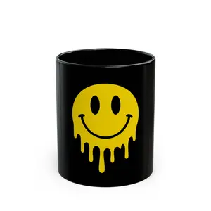 Drippy Smiley Face Mug - Fun Coffee Cup, Gift for Friends, Birthday, Home Office Decor, Unique Ceramic Drinkware