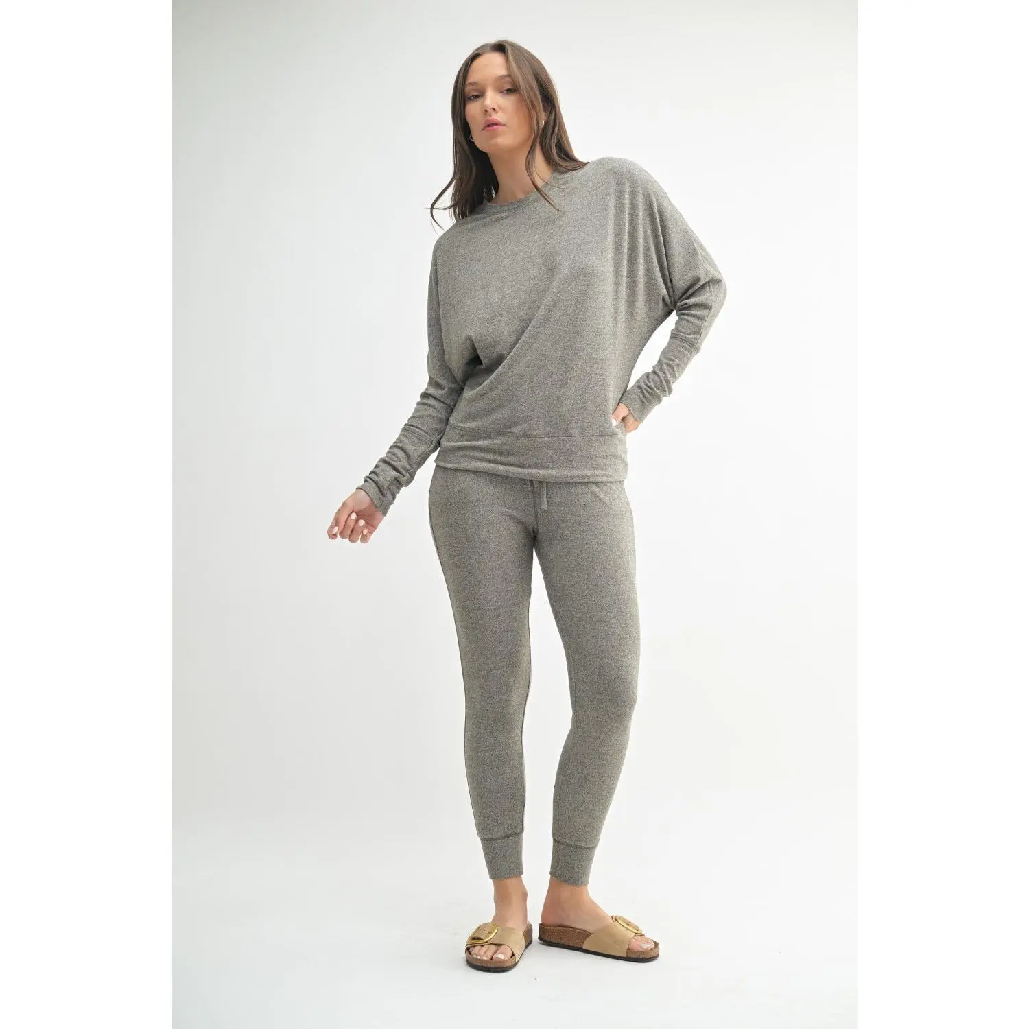 Dolman Women's Super Soft Long Sleeve Sweater in Gray - Gorgeous Drape Effect & Spandex Fabric for Comfortable Wear