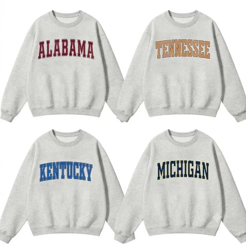 Vintage College Team Sweashirt, Distressed Varsity Graphic Pullover, Unisex Fleece Sweatshirt, Multiple Styles