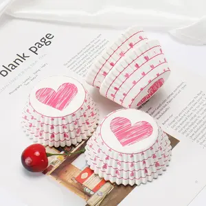 200pcs Heart Print Cupcake Liners, Oil-Resistant High-Temperature Baking Cups, Bakeware, Romantic Valentine's Day Decor, DIY Dessert Decoration