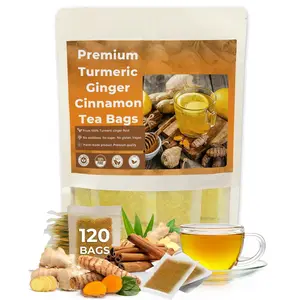 60 Tea Bags - Turmeric Tea, Ginger Cinnamon Herbal Blend, Organic Tea, Handmade Herbal Infusion – No additives, caffeine-free, 100% natural