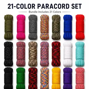 21 Colors 5mm Paracord Set, 7-Strand Durable Rope for Camping, Hiking, Bracelets & DIY