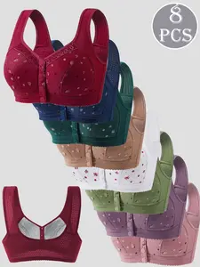 Women's Lace No Underwire Front Buckle Bra, Seamless Smooth Comfort Fit, Breathable Soft Fabric, Full Coverage, All Seasons, Underwear