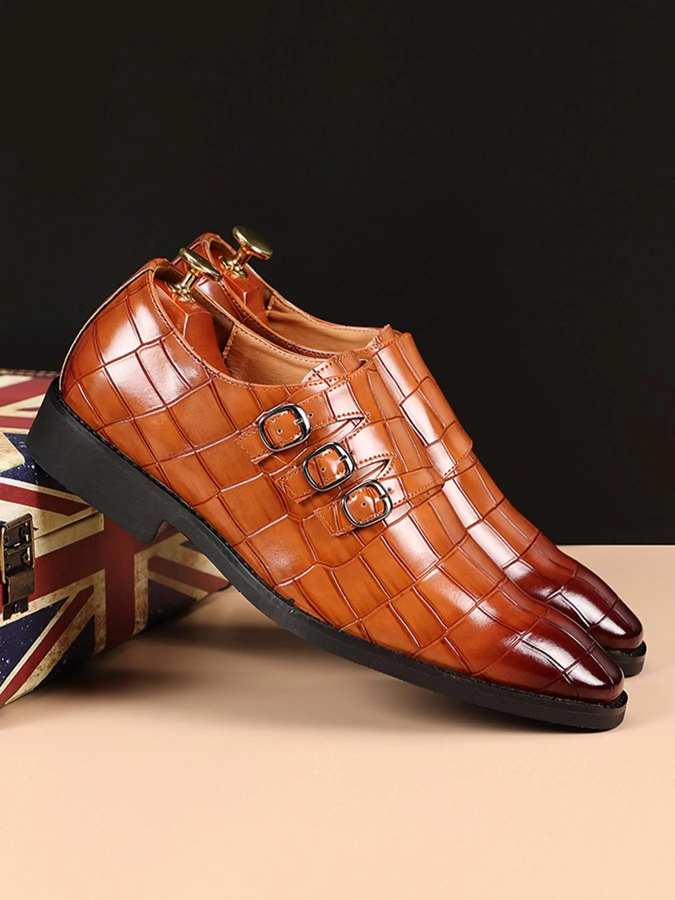Men's Business Formal Crocodile Embossed Slip on Dress Shoes, Formal Footwear, Business Style Footwear, Fashionable Comfortable Oxford Shoes for Daily Wear, Male All-match Shoes for Daily Wear, High Grade PU Leather Shoes