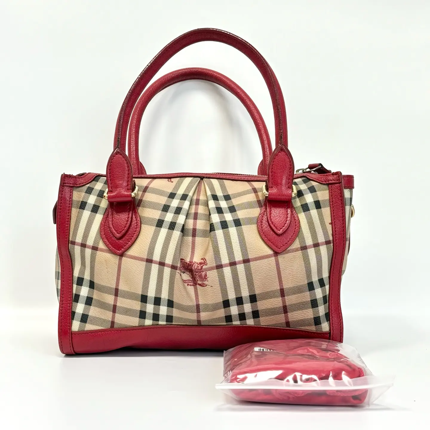 Pre-owned BURBERRY Mini Boston Checkered Handbag 26cm, Style N22604643, Pre Loved Luxury Bag, Boston Handbag, Checkered Bag