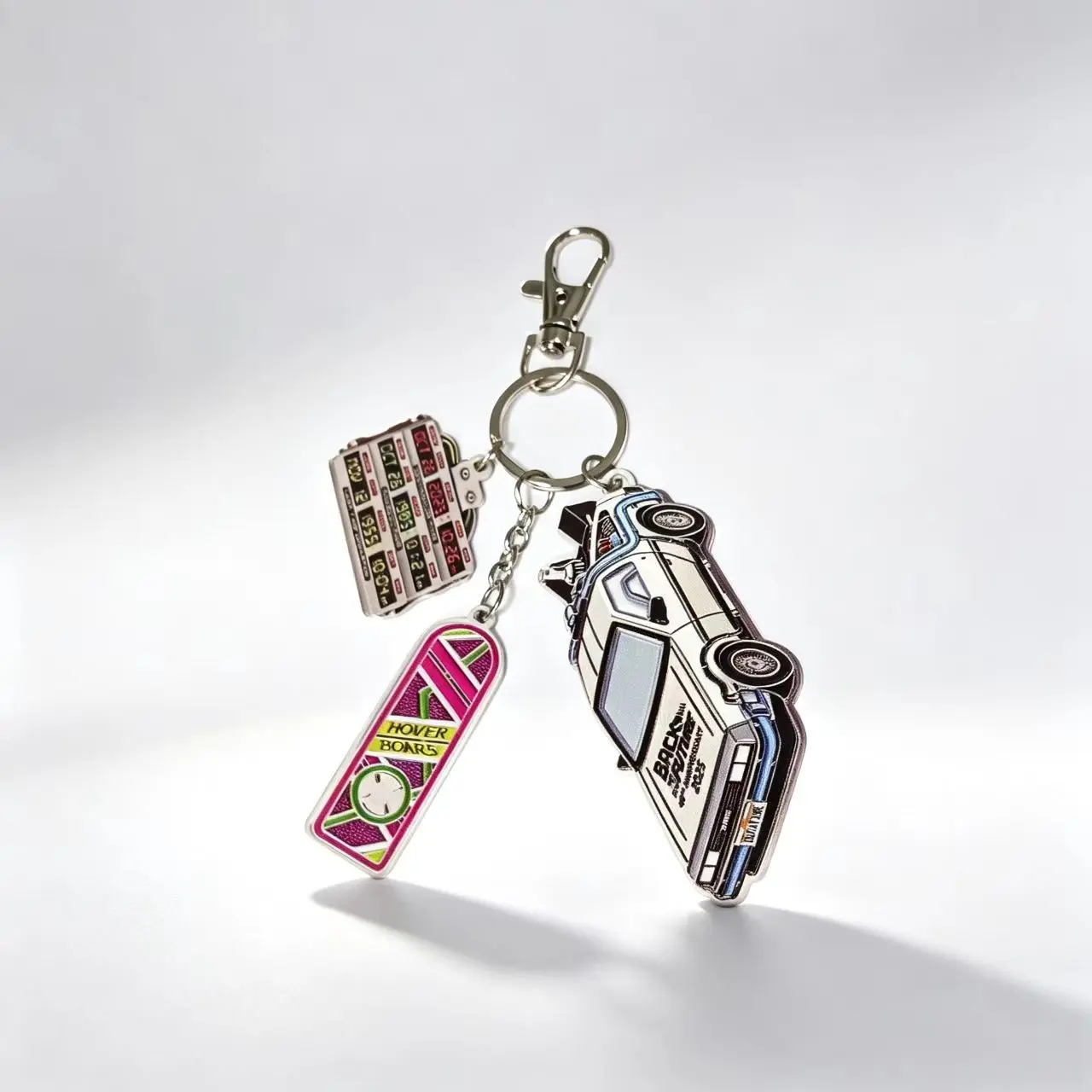 Back to the Future Time Machine Keychain, Keyrings, Vintage Movie Souvenir, Backpack Key Decoration, Multi-Scene Hanging Ornament, Keychain For Bags, 1pc
