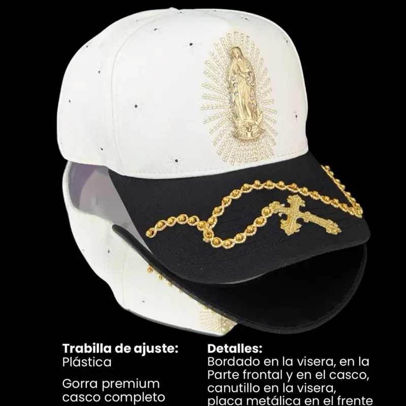 Gorras de la virgen de Guadalupe Premium con Rosario